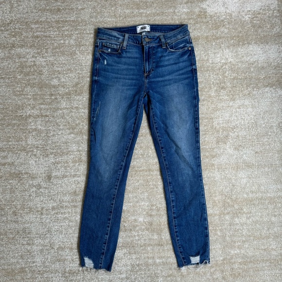 PAIGE Vertugo Distressed Ankle Skinny Jean in North Star - Picture 2 of 8
